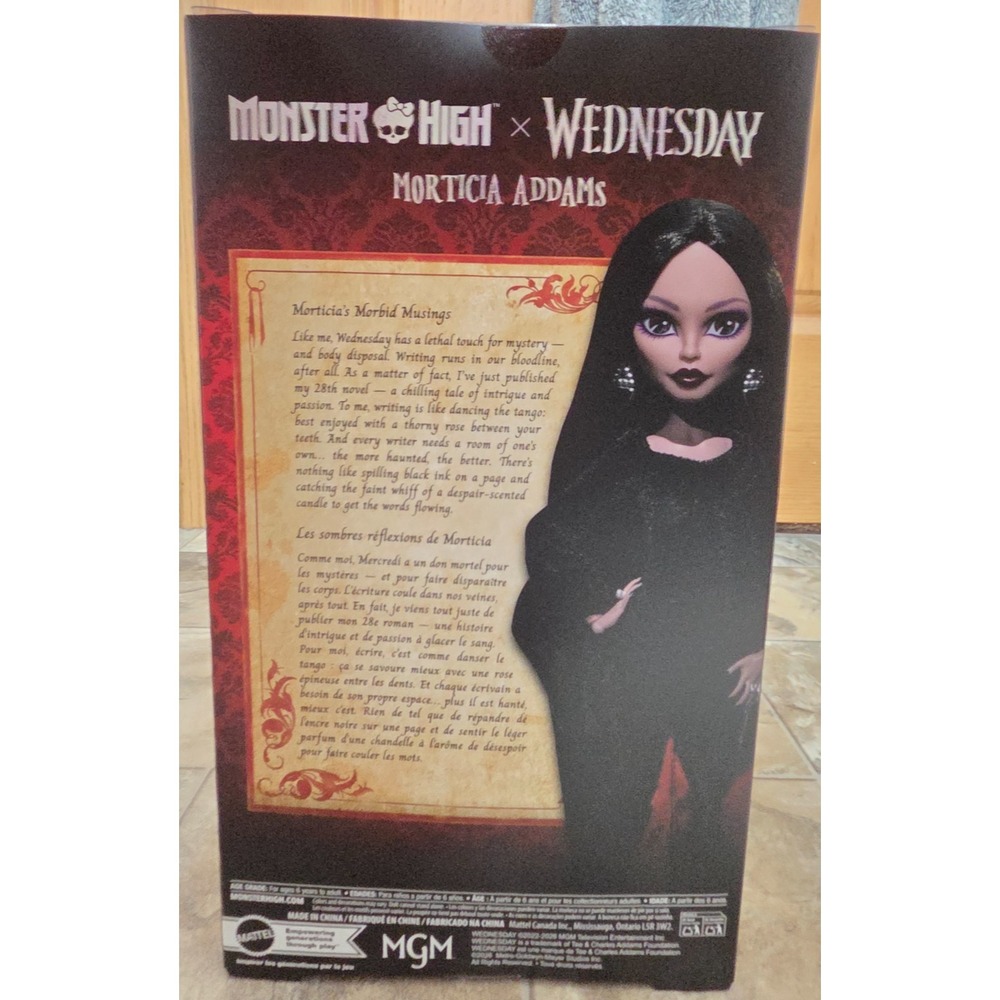 Monster High x Wednesday Doll, Morticia Addams Collectible in Black and Crimson - Picture 4 of 6